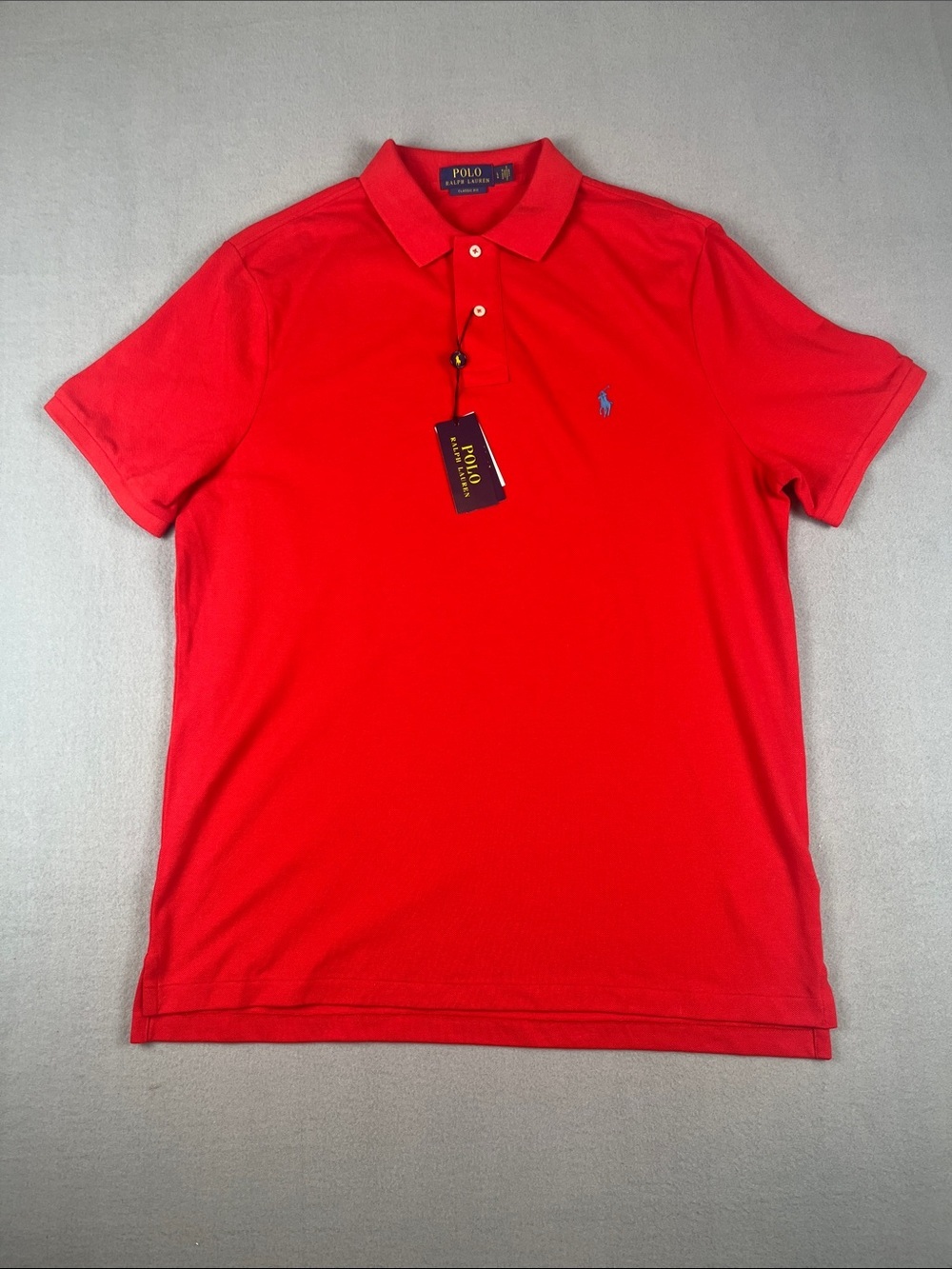 Ralph Lauren Red Short-Sleeve Polo with Blue Pony classic Fit
Size: Large